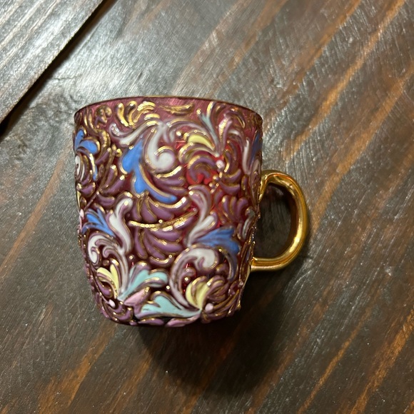 Moser Cranberry cup and saucer